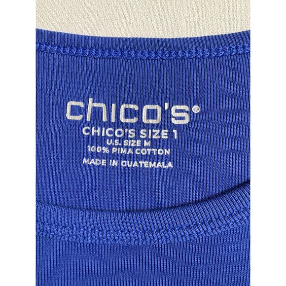 Chico's Women's Tee Blue Short Sleeeve Blouse Size 1 (M) - Picture 4 of 8